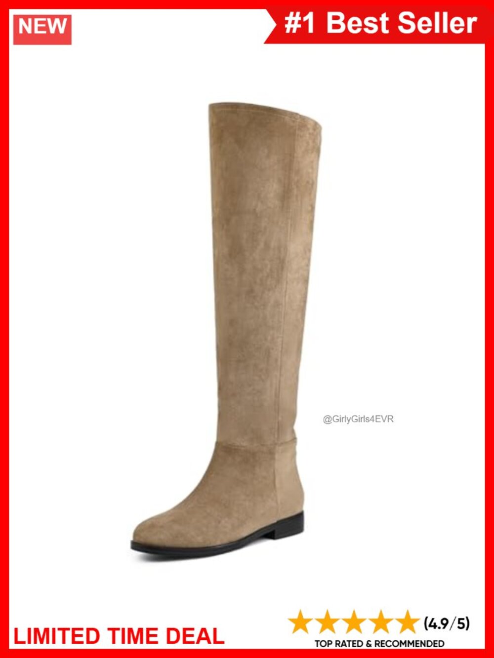 Suede Knee High Slouchy Fold Over Flat Round Toe Boots
